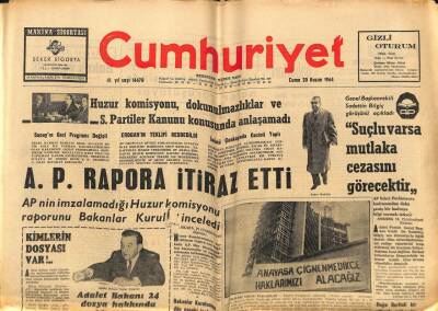 Cumhuriyet Gazetesi 20 Kasım 1964 - İbrahim Öktem Mecliste Güven Oyu Aldı GZ88026 - 1