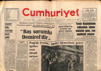 Cumhuriyet Gazetesi 20 Kasım 1968 - Pragda Fırınlar , İşgalci Öğrencilerle Grevci İşçilere Ucuz Ekmek Veriyor GZ69629 - 1