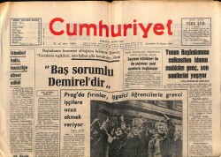 Cumhuriyet Gazetesi 20 Kasım 1968 - Yunan Başbakanına Suikastten İdama Mahkum Genç , Son Saatlerini Yaşıyor GZ69628 - 1