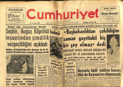 Cumhuriyet Gazetesi - 20 Mart 1963 - Boğaz Köprüsü İnşaatından Şimdilik Vazgeçildi GZ99374 - 1