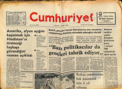 Cumhuriyet Gazetesi 20 Mart 1974 - Ankara Uçağını Yapan Douglas Şirketine Karşı 1 Milyar 750 Milyonluk Dava Açıldı GZ90077 - 1