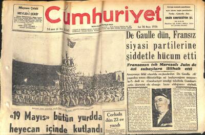 Cumhuriyet Gazetesi 20 Mayıs 1958 - İtalyada 1 Günde 60.000 Siyasi Toplantı Yapıldı - 19 Mayıs Bütün Yurdda Heyecan İçinde Kutlandı GZ120431 - 1