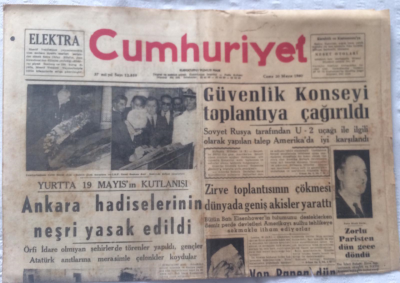 Cumhuriyet Gazetesi 20 Mayıs 1960 - Ankara Hadiselerinin Neşri Yasak Edildi - GZ19323 - 1