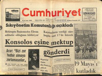 Cumhuriyet Gazetesi 20 Mayıs 1971 - Türkiyede En Adaletsiz Gelir Dağılımı Tarım Sektöründe GZ96942 - 1