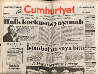 Cumhuriyet Gazetesi 20 Mayıs 1990 - İstanbulun Suyu Bitti GZ64458 - 1