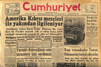 Cumhuriyet Gazetesi 20 Nisan 1957 - Rum Vatandaşlar Yunan Hükümetini Tenkid Ediyorlar - Amerika Kıbrıs Meselesi İle Yakından İlgileniyor GZ120654 - 1