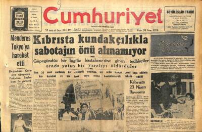 Cumhuriyet Gazetesi 20 Nisan 1958 - Kıbrısta Kundakçılıkla Sabotajın Önü Alınamıyor - Mersinde Dün Bir Helikopter Düştü GZ120515 - 1