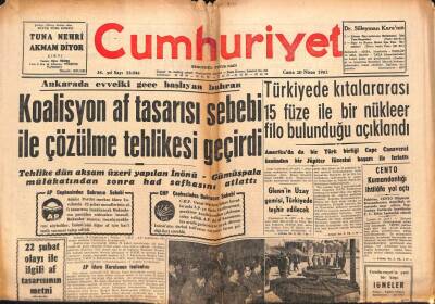 Cumhuriyet Gazetesi 20 Nisan 1962 - Adalet Divanı Pul Ve Jeep Davalarını Karara Bağladı - Glennin Uzay Gemisi , Türkiyede Teşhir Edilecek GZ98088 - 1