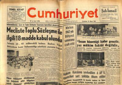 Cumhuriyet Gazetesi 20 Nisan 1963 - Mecliste Toplu Sözleşme İle İlgili 18 Madde Kabul Olundu GZ59221 - 1