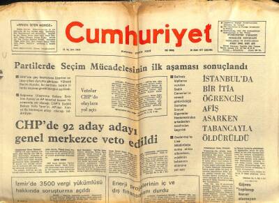 Cumhuriyet Gazetesi 20 Nisan 1977 - CHPde 92 Aday Adayı Veto Edildi GZ103048 - 2