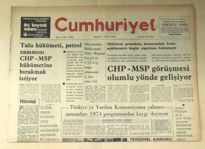 Cumhuriyet Gazetesi 20 Ocak 1974 GZ451 - 1