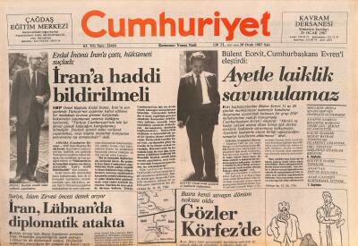 Cumhuriyet Gazetesi 20 Ocak 1987 - Bülent Ecevit , Cumhurbaşkanı Evreni Eleştirdi - İran , Lübnanda Diplomatik Atakta GZ127817 - 1