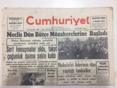 Cumhuriyet Gazetesi 20 Şubat 1951 - Meclis Bütçe Müzakerelerine Başladı GZ52574 - 1