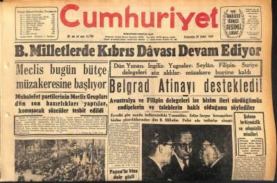 Cumhuriyet Gazetesi 20 Şubat 1957 - Macar Mültecilerinin Günlük Hayatı - B.Milletlerde Kıbrıs Davası Devam Ediyor GZ120256 - 1