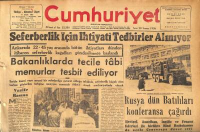 Cumhuriyet Gazetesi 20 Temmuz 1958 - Rusya Dün Batılıları Konferansa Çağırdı - Seferberlik İçin Ihtiyati Tedbirler Alınıyor GZ120153 - 1