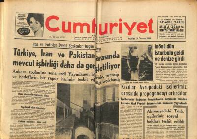 Cumhuriyet Gazetesi 20 Temmuz 1964 - Almanyadaki Türk İşçilerinin Sosyal Hakları Tesbit Edildi GZ88343 - 1