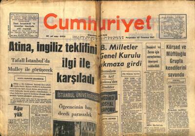 Cumhuriyet Gazetesi - 20 Temmuz 1967 - Atina İngiliz Teklifini İlgi İle Karşıladı GZ99460 - 1