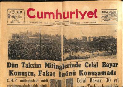 Cumhuriyet Gazetesi 21 Ekim 1957 - Celal Bayar , 30 Yıl Sonra Türkiye Küçük Bir Amerika Olacak , dedi GZ85393 - 1