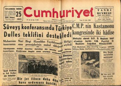 Cumhuriyet Gazetesi 21 Eylül 1956 - Süveyş Konferansında Türkiye Dulles Teklifini Destekledi GZ80437 - 1