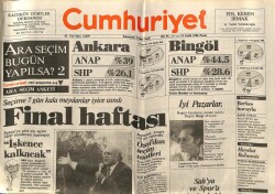 Cumhuriyet Gazetesi 21 Eylül 1986 - Seçime 7 Gün Kala Meydanlar İyice Isındı GZ65230 - 2
