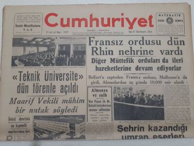 Cumhuriyet Gazetesi 21 Kasım 1944 - İstanbul Teknik Üniversitesi Törenle Açıldı GZ71864 - 1