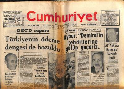 Cumhuriyet Gazetesi 21 Kasım 1966 - Aybar Demirelin Tehditlerine Güler Geçeriz GZ103141 - 1