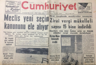 Cumhuriyet Gazetesi 21 Mart 1961 - Meclis Yeni Seçim Kanununu Ele Alıyor - GZ12586 - 1