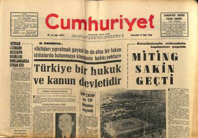 Cumhuriyet Gazetesi 21 Mart 1966 - Gürselin Sağ Ciğerinde Zatürre Başgösterdi GZ80067 - 1