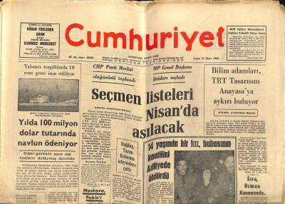 Cumhuriyet Gazetesi 21 Mart 1969 - Kanatlının Cenazesi Törenle Kaldırıldı - Seçmen Listeleri Nisanda Asılacak GZ121809 - 1