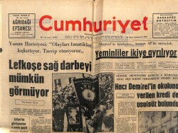 Cumhuriyet Gazetesi 21 Mart 1970 - Lefkoşa Sağ Darbeyi Mümkün Görmüyor GZ103261 - 2