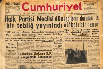 Cumhuriyet Gazetesi 21 Mayıs 1959 - Halk Partisi Meclisi Dün Bir Tebliğ Yayınlandı - Nişan Kanunu Tasarısı GZ120076 - 1