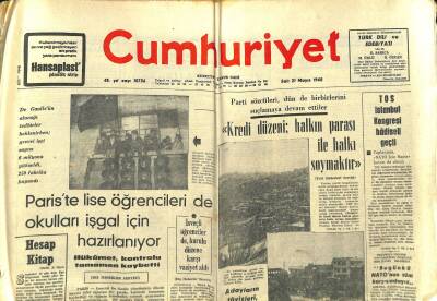 Cumhuriyet Gazetesi 21 Mayıs 1968 - Pariste Lise Öğrencileri de Okulları İşgal İçin Hazırlanıyor GZ122273 - 1