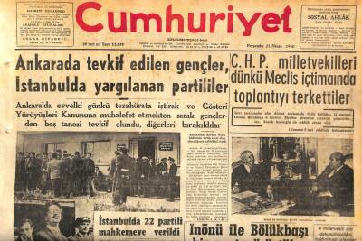 Cumhuriyet Gazetesi 21 Nisan 1960 - İstanbulda 22 Partili Mahkemeye Verildi - Ankarada Tevkif Edilen Gençler , İstanbulda Yargılanan Partililer GZ120045 - 1