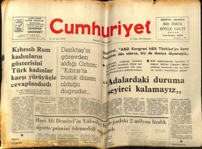 Cumhuriyet Gazetesi 21 Nisan 1975 - Kıbrıs Rum Kadınların Gösterisini Türk Kadınlar Karşı Yürüyüşle Cevaplandırdı GZ59200 - 1
