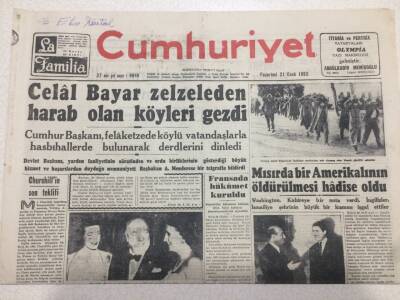Cumhuriyet Gazetesi 21 Ocak 1952 - Celal Bayar Zelzeleden Harab Olan Köyleri Gezdi GZ52734 - 1