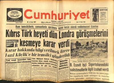Cumhuriyet Gazetesi - 21 Ocak 1964 - Kıbrıs Türk Heyeti Kıbrıs Görüşmelerini Kesiyor GZ99550 - 1
