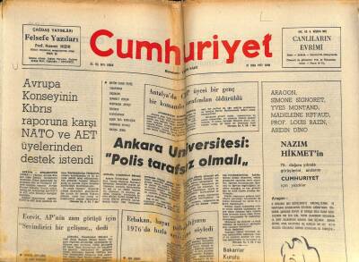 Cumhuriyet Gazetesi 21 Ocak 1977 - Avrupa Konseyinin Kıbrıs Raporuna Karşı NATO Ve AET Üyelerinden Destek İstendi GZ69864 - 2