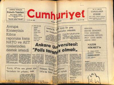 Cumhuriyet Gazetesi 21 Ocak 1977 - Göreve Başlayan Carter , Türkiye İle Askeri Anlaşmanın Bekletilmesini İstiyor GZ69863 - 2