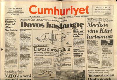Cumhuriyet Gazetesi 21 Ocak 1988 - Davos Başlangıç GZ75989 - 1