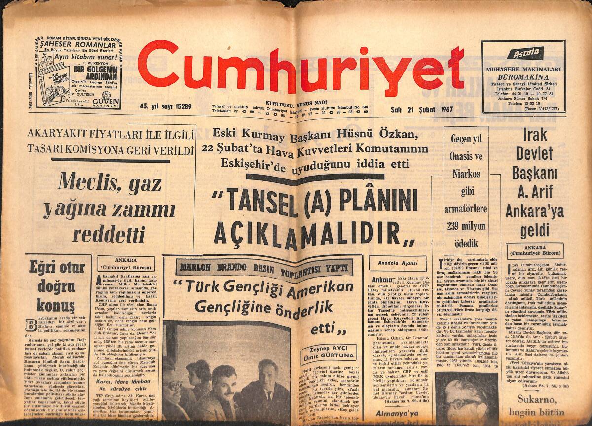 Cumhuriyet Gazetesi 21 Şubat 1967 - Türk Gençliği Amerikan Gençliğine Önderlik Etti - Katolik Papazı Ve Malezyalı Güzel GZ139797 - 1