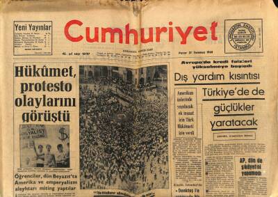 Cumhuriyet Gazetesi 21 Temmuz 1968 - Hükümet Protesto Olaylarını Görüştü GZ79764 - 1
