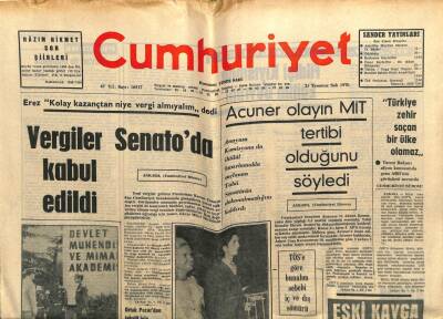 Cumhuriyet Gazetesi 21 Temmuz 1970 - Vergiler Senatoda Kabul Edildi GZ103039 - 1