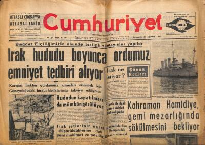 Cumhuriyet Gazetesi 22 Ağustos 1962-Kahraman Hamidiye,Gemi Mezarlığında Sökülmesini Bekliyor-Necdet Elmas Bir Banka Daha Soyup Yurt Dışına Kaçacaktı GZ121831 - 1