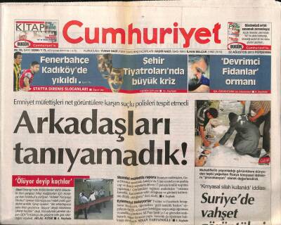 Cumhuriyet Gazetesi 22 Ağustos 2013 - Bozdağa Yumruk Yasa Değiştirtiyor - Kılıçdaroğlu Sorunu Kürt Kardeşlerimizle Çözeceğiz Dedi GZ95262 - 1