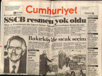 Cumhuriyet Gazetesi 22 Aralık 1991 - Park Otel Düğümü Sözeni Bekliyor GZ69653 - 2