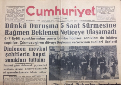 Cumhuriyet Gazetesi 22 Ekim 1960 - Dinlenen Mevkuf Şahitlerin Hepsi Sanıkları Tuttular - GZ12061 - 2