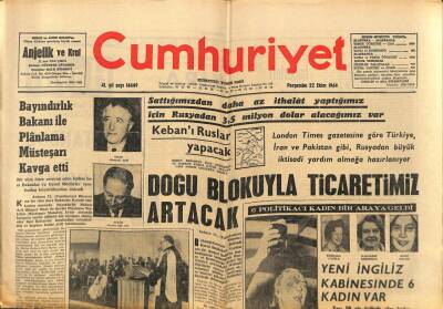 Cumhuriyet Gazetesi 22 Ekim 1964 - Yeni İngiliz Kabinesinde 6 Kadın Var GZ88055 - 1