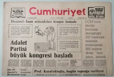 Cumhuriyet Gazetesi 22 Ekim 1978 Demirel-İnan Mücadelesi Kongre Önünde -GZ37223 - 1