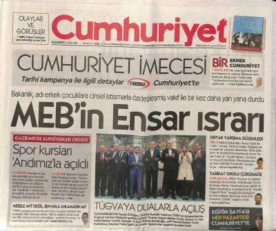 Cumhuriyet Gazetesi 22 Ekim 2018 - Bakanlık , Adı Erkek Çocuklara Cinsel İstismarla Özdeşleşmiş Vakıf İle Bir Kez Daha Yan Yana Durdu GZ94479 - 1