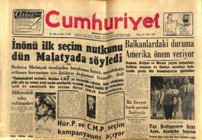 Cumhuriyet Gazetesi 22 Eylül 1957 - İki Sovyet Harp Gemisi Suriyede GZ59311 - 1